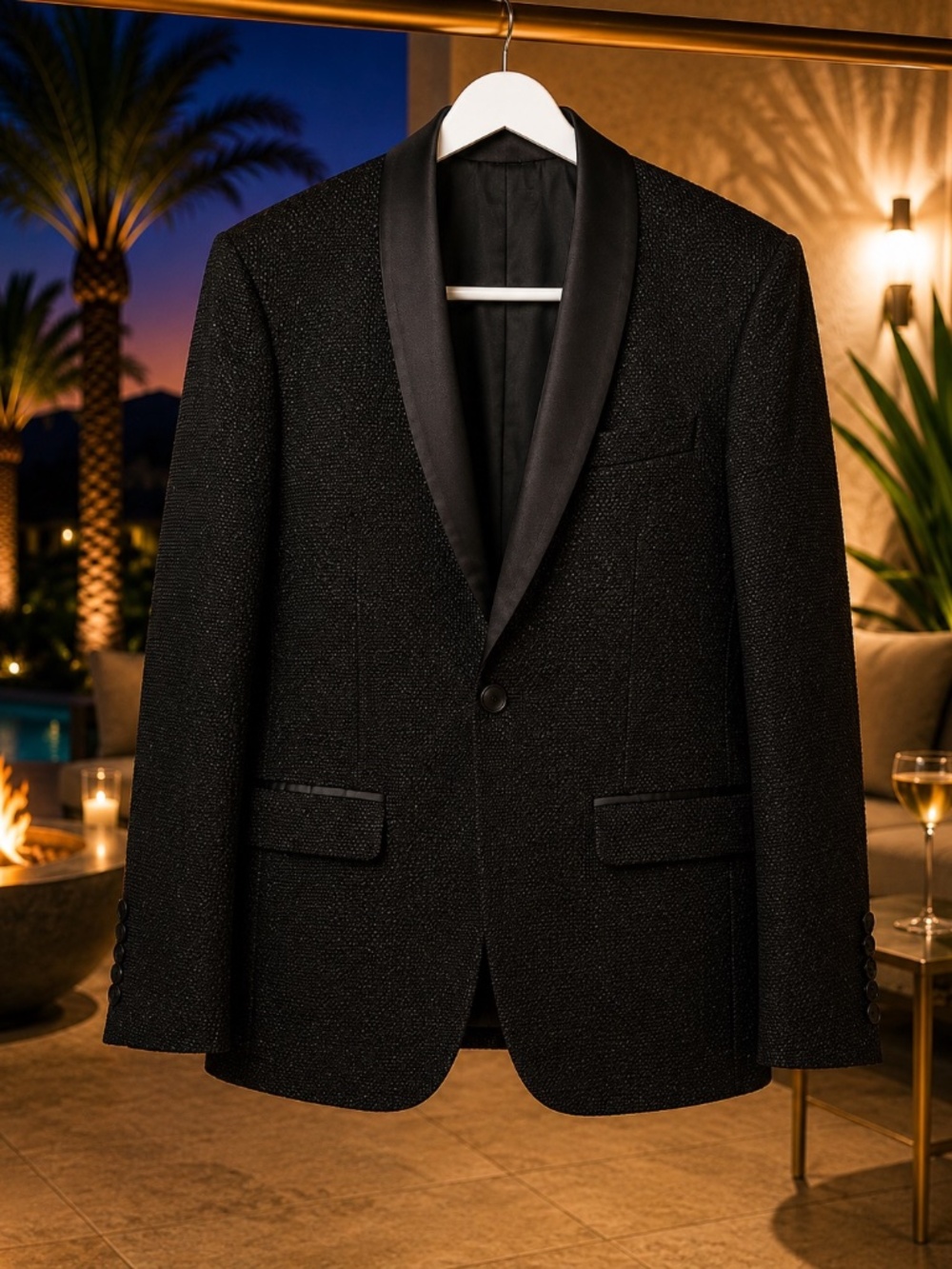 Mr Turk Trina Turk Men’s 42L Black Shawl Lapel Tuxedo Blazer NWT